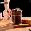 Caneca de vidro de café com isolamento térmico e frio